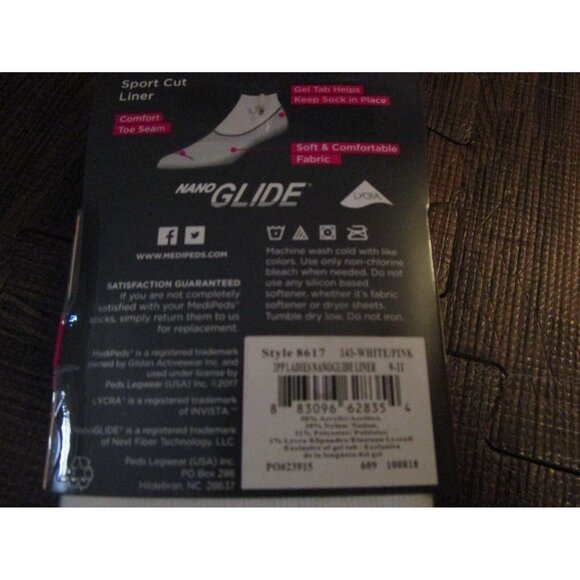 Medi-Peds Ladies Diabetic Socks Fits Shoe Size 6-10 Liners Nano Glide - Picture 4 of 4